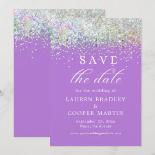 Purple Luxury Glitter Wedding Save The Date