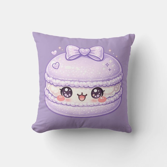 Purple Macaron Sweet Kawaii Cushion Pillow (Front)