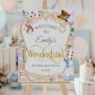 Purple Mad Hatter Alice Wonderland 2nd Birthday Foam Board