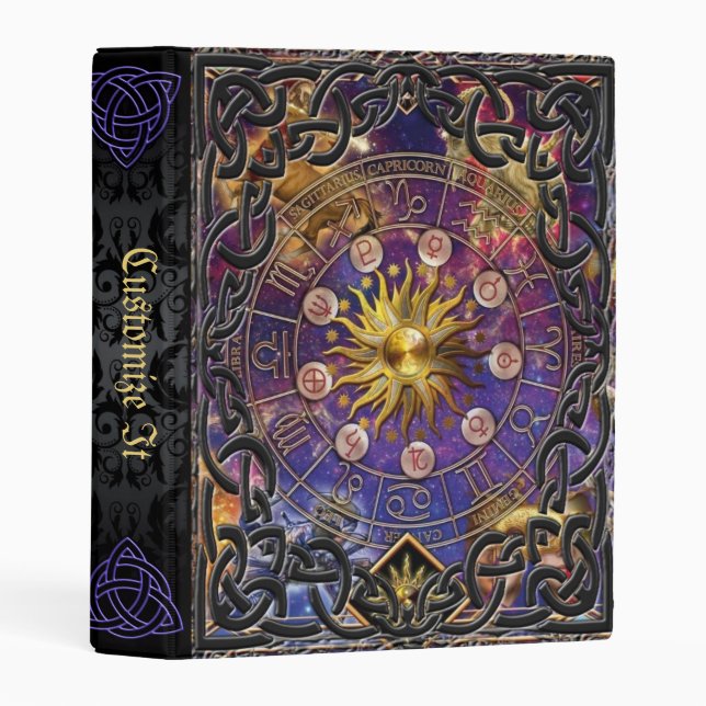 Purple Mage Medieval Witches Book Of Shadows Mini Binder (Front/Spine)