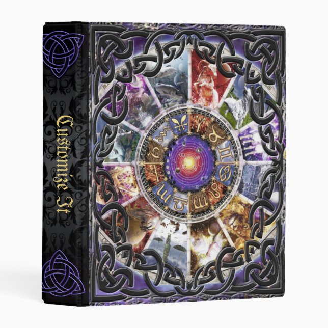 🔮Purple Mage Medieval Witches Book Of Shadows Mini Binder (Front/Spine)