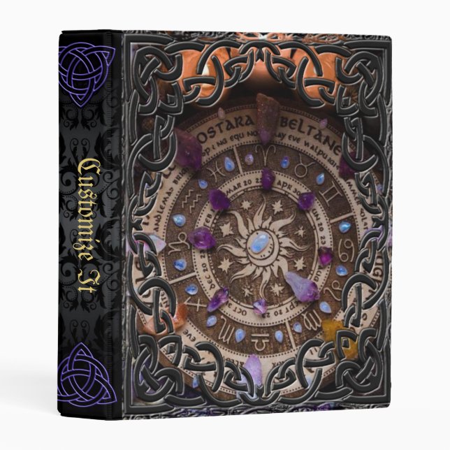 Purple Mage Medieval Witches Book Of Shadows Mini Binder (Front/Spine)