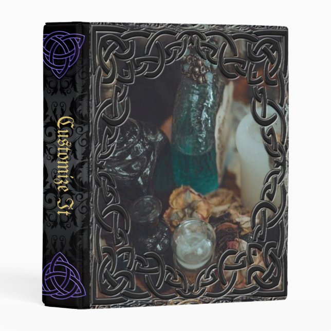 Purple Mage Medieval Witches Book Of Shadows Mini Binder (Front/Spine)