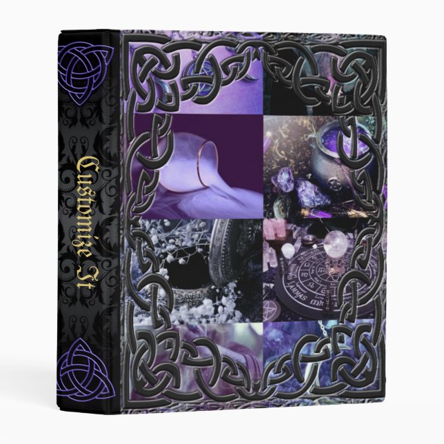🔮Purple Mage Medieval Witches Book Of Shadows Mini Binder (Front/Spine)