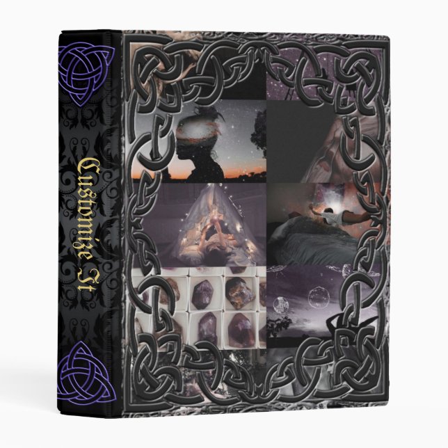 Purple Mage Medieval Witches Book Of Shadows Mini Binder (Front/Spine)