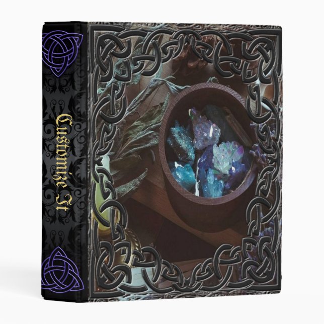 Purple Mage Medieval Witches Book Of Shadows Mini Binder (Front/Spine)