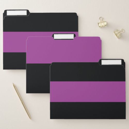Purple Magenta and Black Simple Extra Wide Stripes File Folder