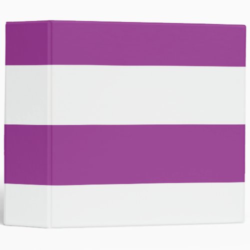 Purple Magenta and White Simple Extra Wide Stripes 3 Ring Binder