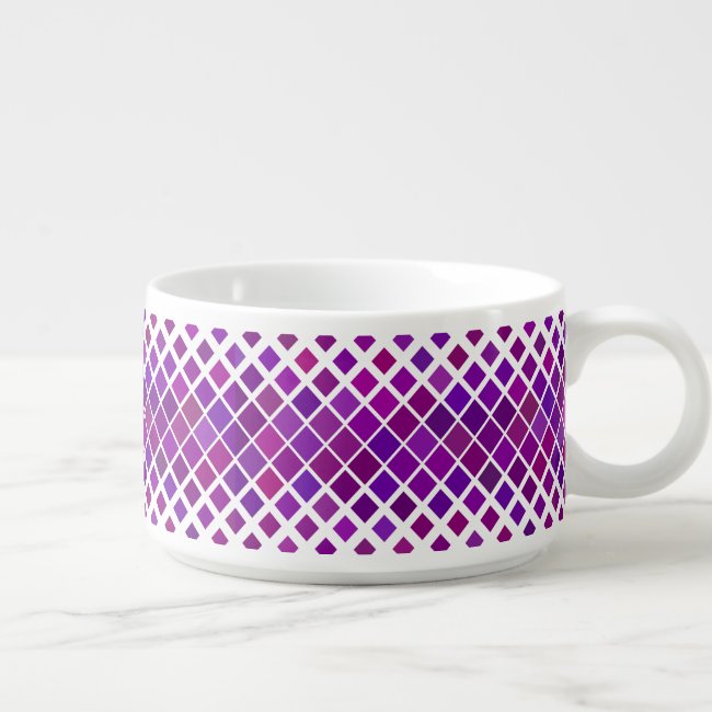 Purple Magenta Diamonds Design Chili Soup Bowl