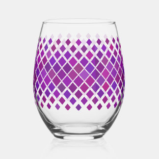 Purple Magenta Diamonds Design  Stemless Wine Glass