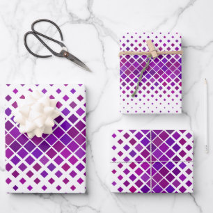 Purple Magenta Diamonds Design Wrapping Paper Sheets