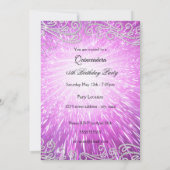 Purple Magenta Dress Silver Quinceanera Birthday Invitation (Back)