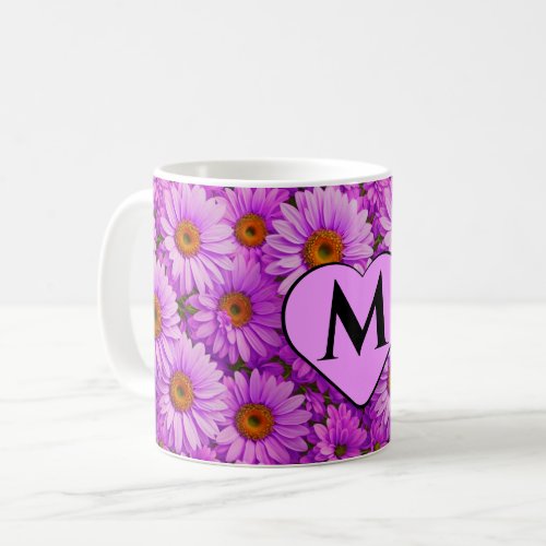 Purple magenta floral sunflower dark pink daisies  coffee mug