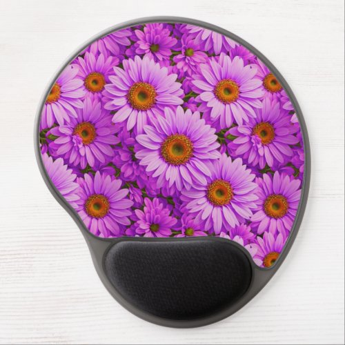 Purple magenta floral sunflower dark pink daisies  gel mouse pad