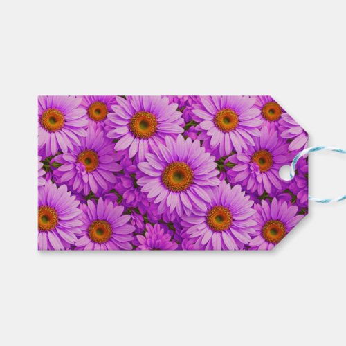 Purple magenta floral sunflower dark pink daisies  gift tags