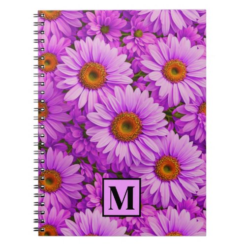 Purple magenta floral sunflower dark pink daisies  notebook