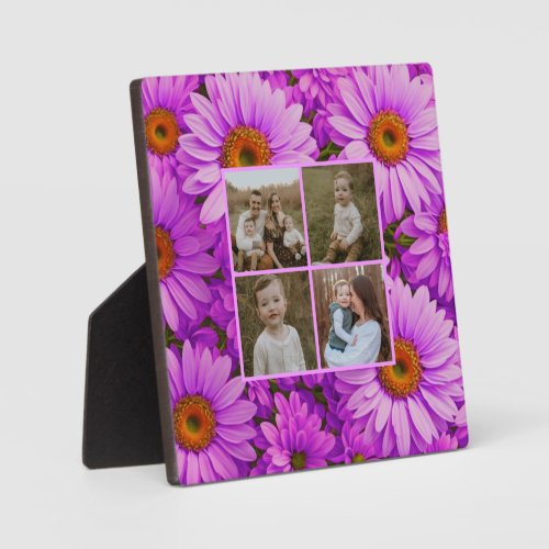 Purple magenta floral sunflower dark pink daisies  plaque