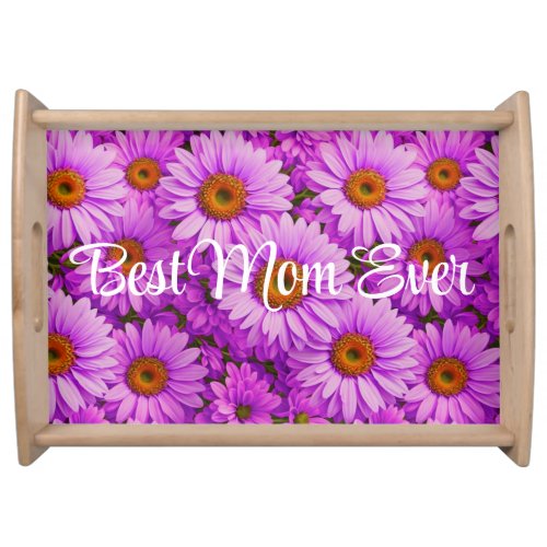 Purple magenta floral sunflower dark pink daisies  serving tray