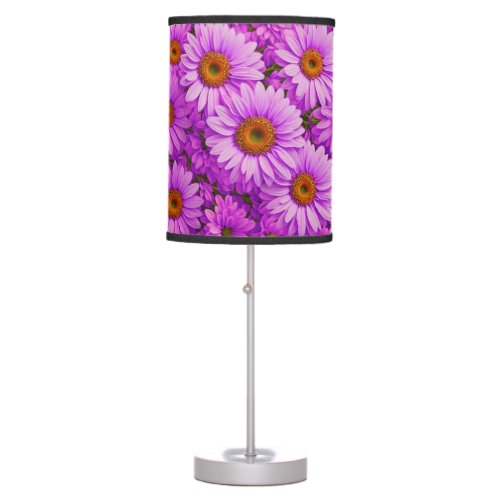 Purple magenta floral sunflower dark pink daisies  table lamp