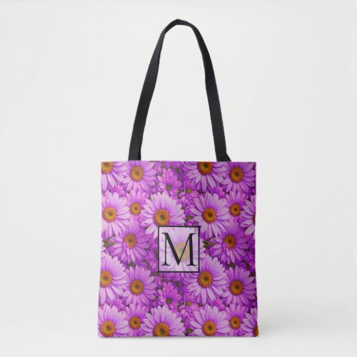 Purple magenta floral sunflower dark pink daisies  tote bag