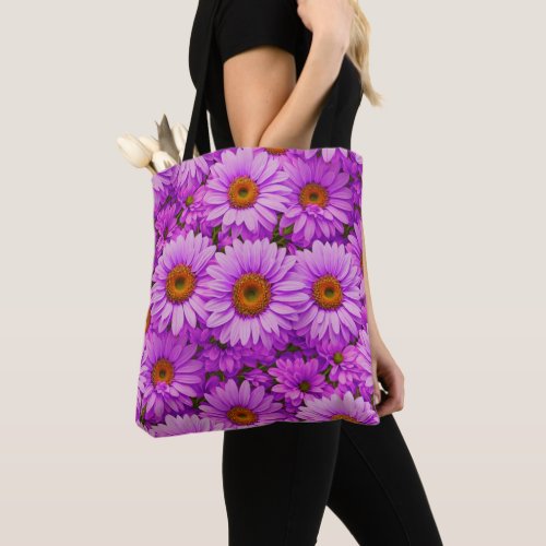 Purple magenta floral sunflower dark pink daisies  tote bag