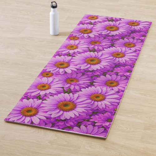 Purple magenta floral sunflower dark pink daisies  yoga mat