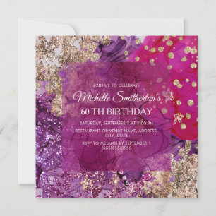 Purple Magenta Gold Abstract Luxury Invitation