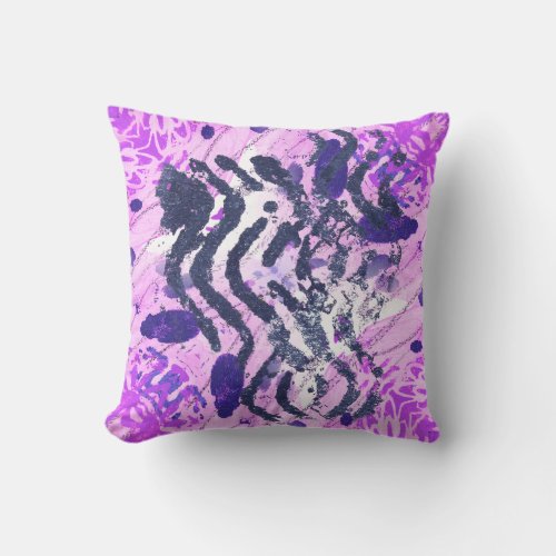 Purple Magenta Grunge Abstract  Throw Pillow