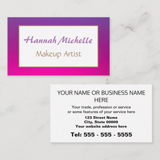 Purple Magenta Makeup Artist Business Card (Front/Back)