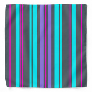 Purple Magenta Turquoise Grey Stripes Bandana