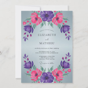 Purple Magenta Vivid Winter Wedding Invitation