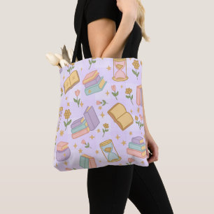 Purple Magic Books Girl Cute Wizard Witch Reader Tote Bag