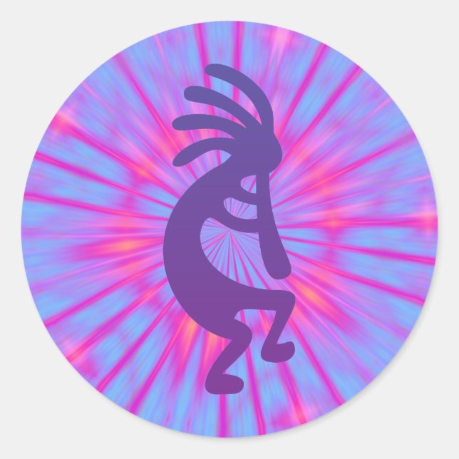 Purple Magic Kokopelli Classic Round Sticker (Front)