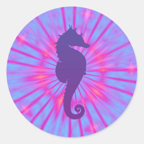 Purple Magic Sea Horse Classic Round Sticker