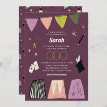Purple Magic Show Bar Bat Mitzvah Invitation