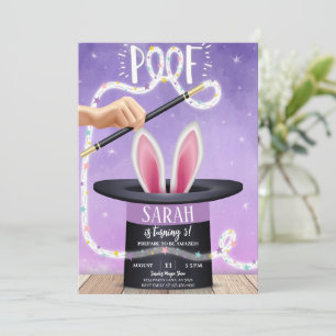 Purple Magic Show Birthday Invitation