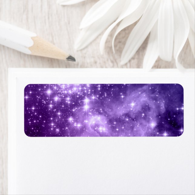 Purple Magic Stars Celestial Digital Art Label (Insitu)