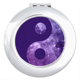 Purple Magic Stars Celestial Yin Yang Compact Mirror