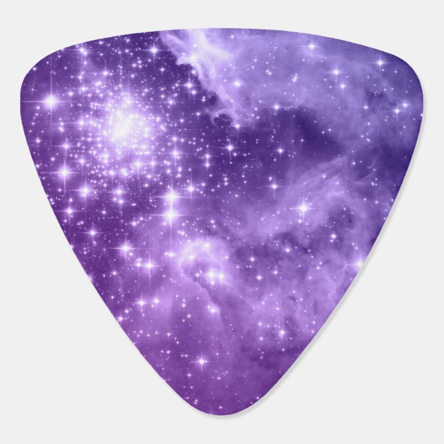 Purple Magic Stars Guitar Pick (Back)