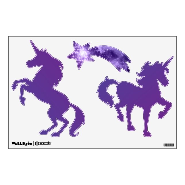 Purple Magic Stars Unicorn Wall Sticker (Front)