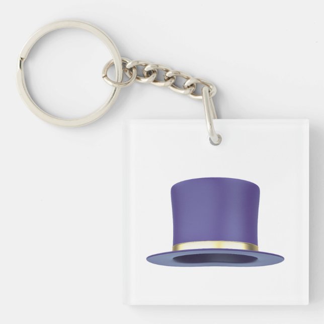 Purple magic top hat keychain (Front)