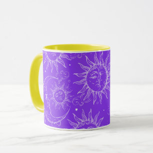 Purple Magic Vintage Celestial Sun Moon Stars Mug