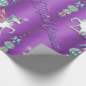 Purple Magical Christmas Unicorns Wrapping Paper (Corner)