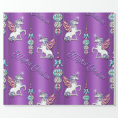 Purple Magical Christmas Unicorns Wrapping Paper (Flat)