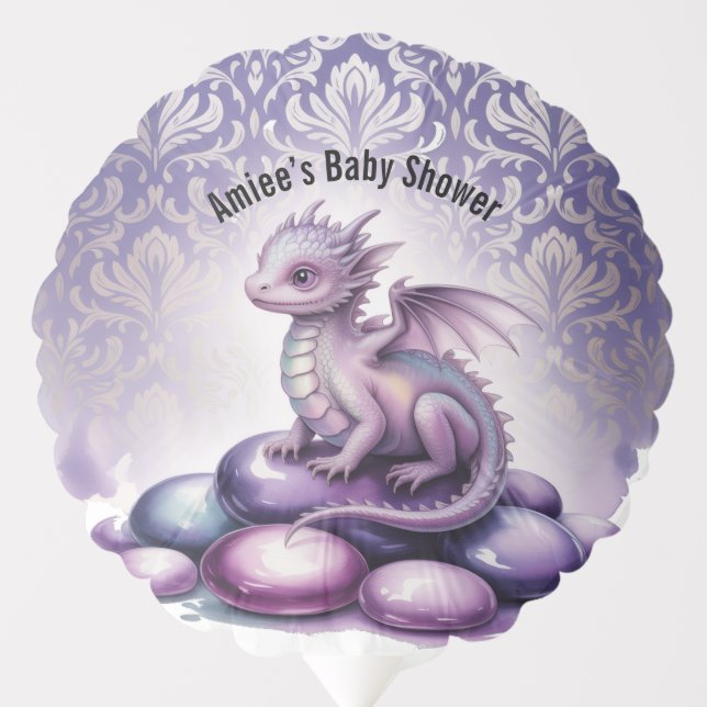 Purple Magical Dragon Baby Shower Balloon (Front)