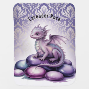 Purple Magical Dragon Baby Shower Blanket