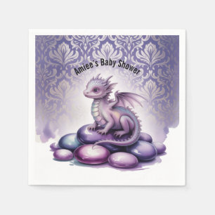 Purple Magical Dragon Baby Shower Napkins