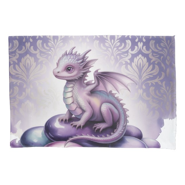 Purple Magical Dragon Baby Shower Pillow Case (Front)
