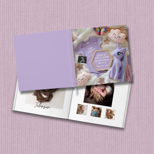 Purple Magical Unicorn Baby photo book keepsake  (Creator Uploaded)