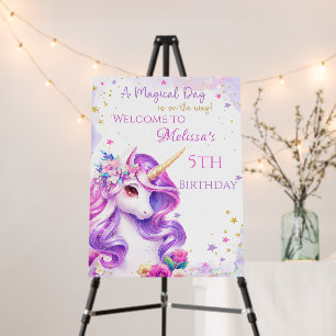 Purple Magical Unicorn Birthday Welcome Foam Board